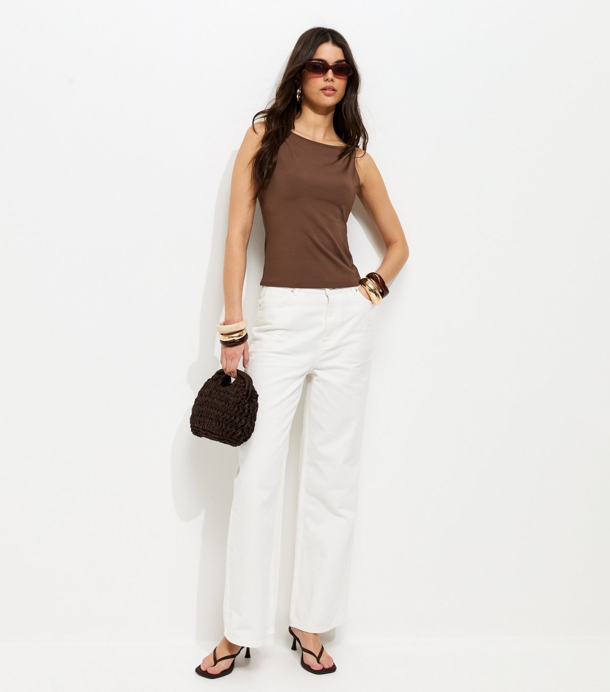 New Look Women's Dark Brown Twisted Strap Low Back Top New Look - 3