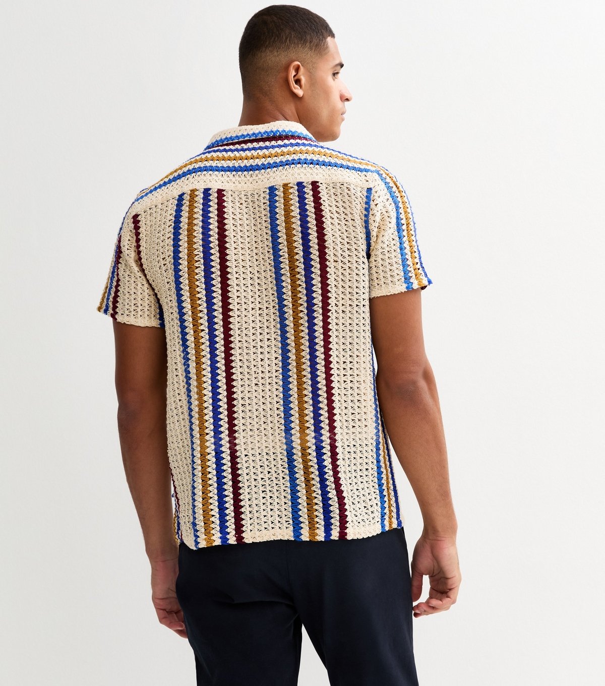 New Look Men's Multicoloured Regular Striped Textured Short Sleeve Shirt New Look - 4