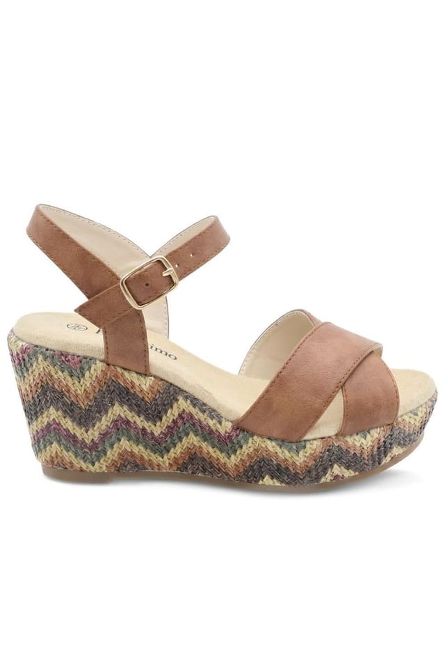 Bellissimo Bellissimo Women's Buckle Fasten Wedge Espadrilles in Tan - 2