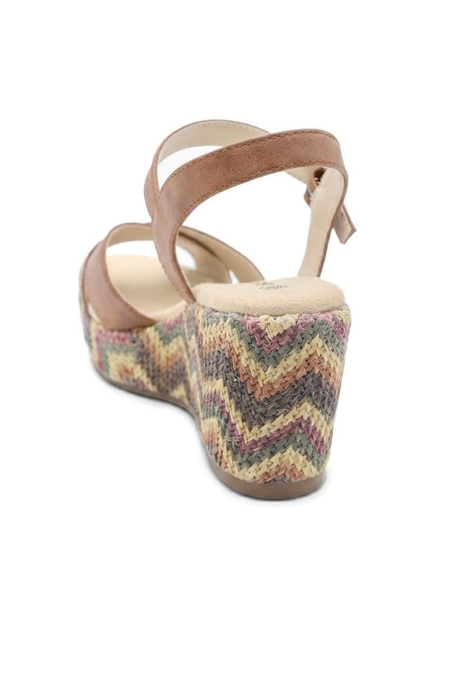 Bellissimo Bellissimo Women's Buckle Fasten Wedge Espadrilles in Tan - 3