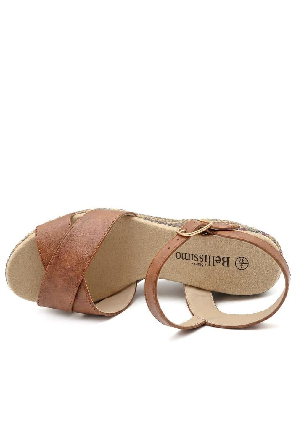 Bellissimo Bellissimo Women's Buckle Fasten Wedge Espadrilles in Tan - 4