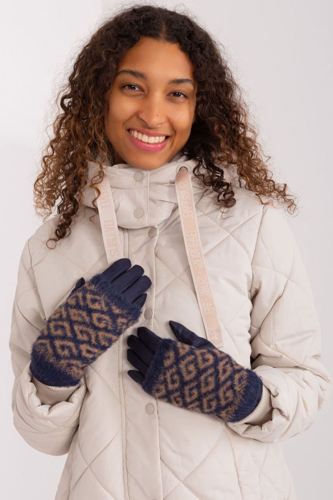 Love Lace Love Lace Women's Smooth Knit Insulated Warm Touchscreen Gloves with Flower Stitch in Navy