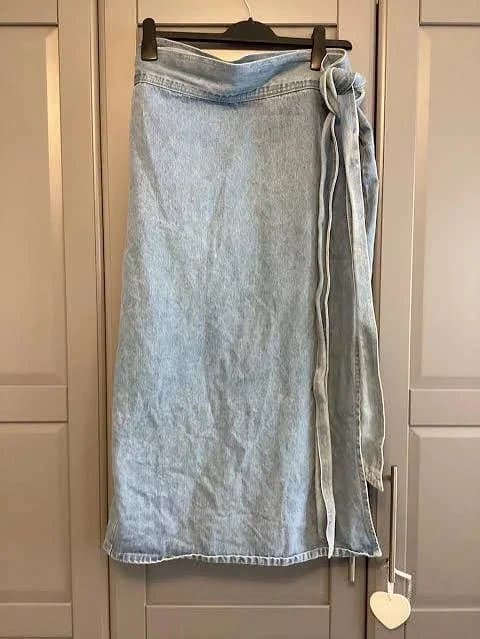 Never Fully Dressed Never Fully Dress Jaspre Denim Tie Wrap Midi Skirt