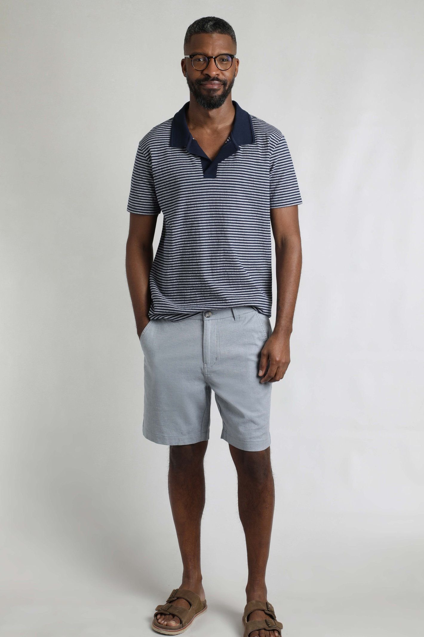 Weird Fish Weird Fish Men's Charleston Textured Chino Shorts in Light Blue - 4