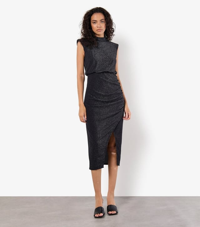 Apricot Women's Sparkly High Neck Sleeveless Midi Dress Apricot New Look - 2