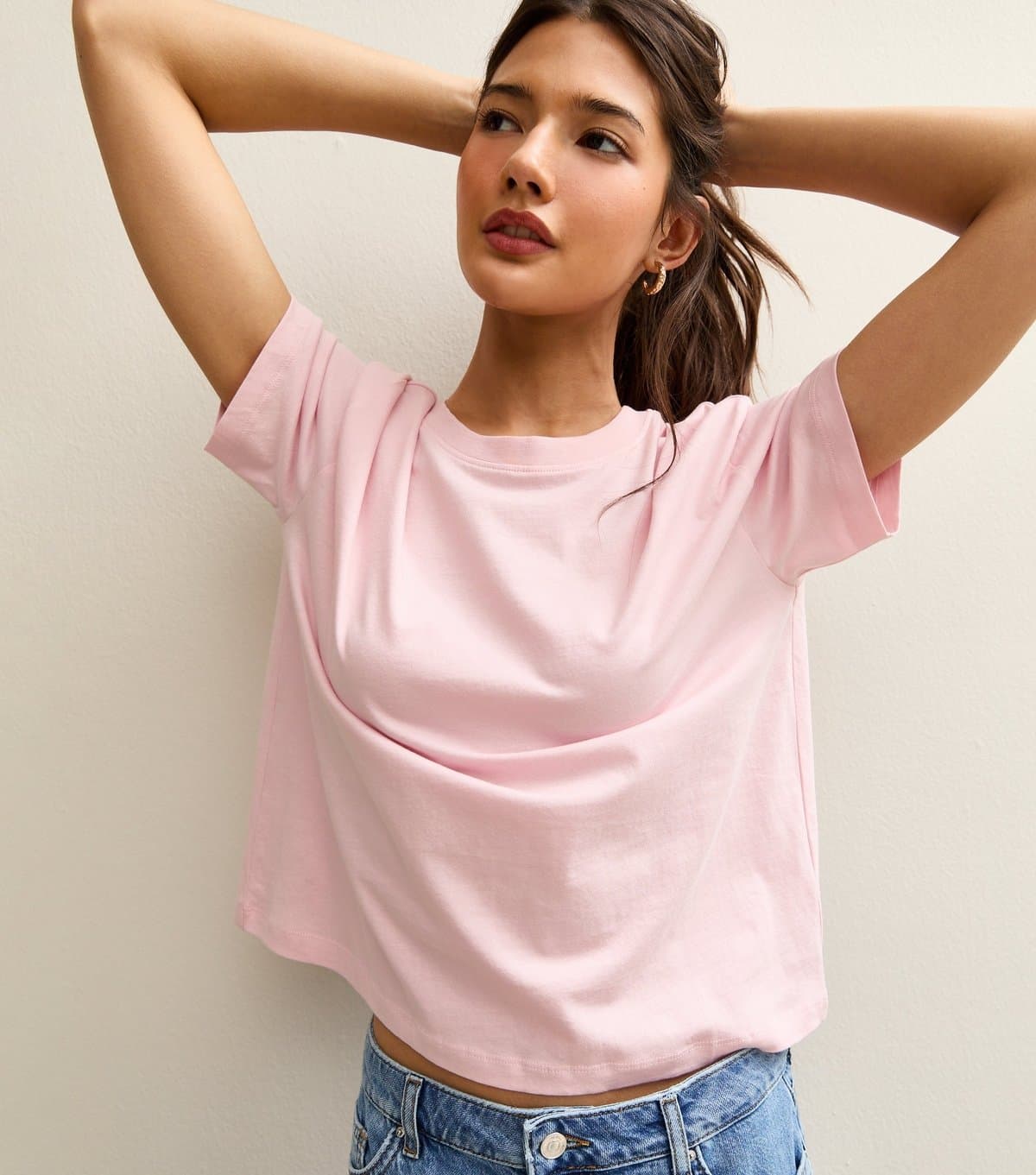 New Look Women's Pink Cotton Boxy Fit T-Shirt New Look