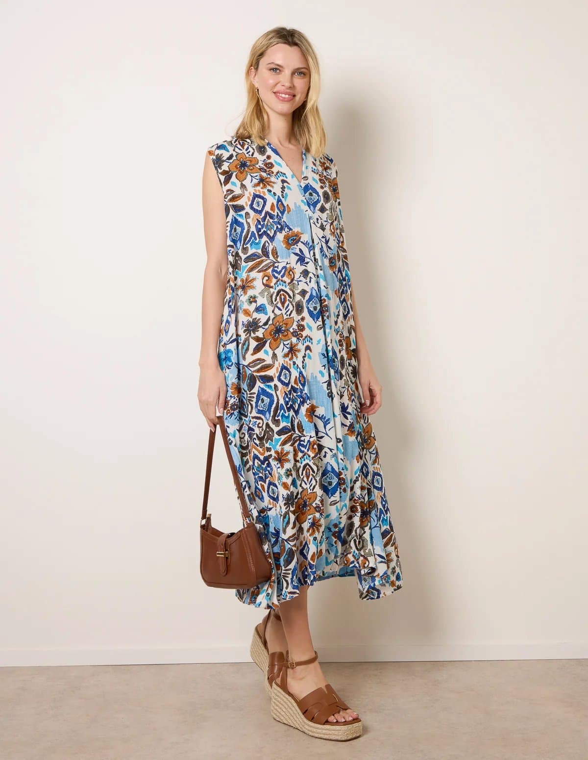Blue Vanilla V Neck Loose Fit Maxi Dress