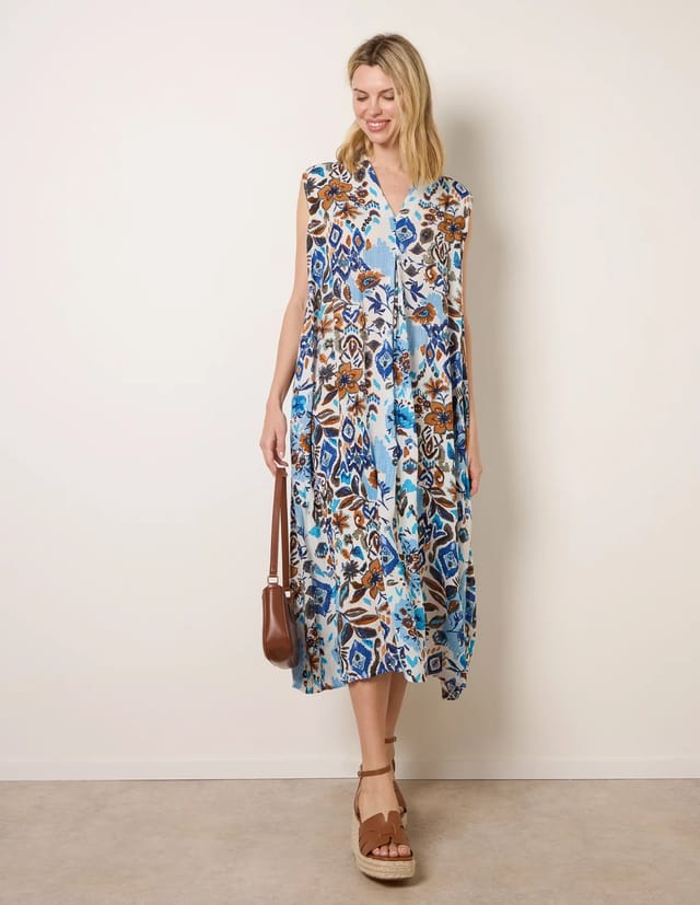 Blue Vanilla V Neck Loose Fit Maxi Dress - 3
