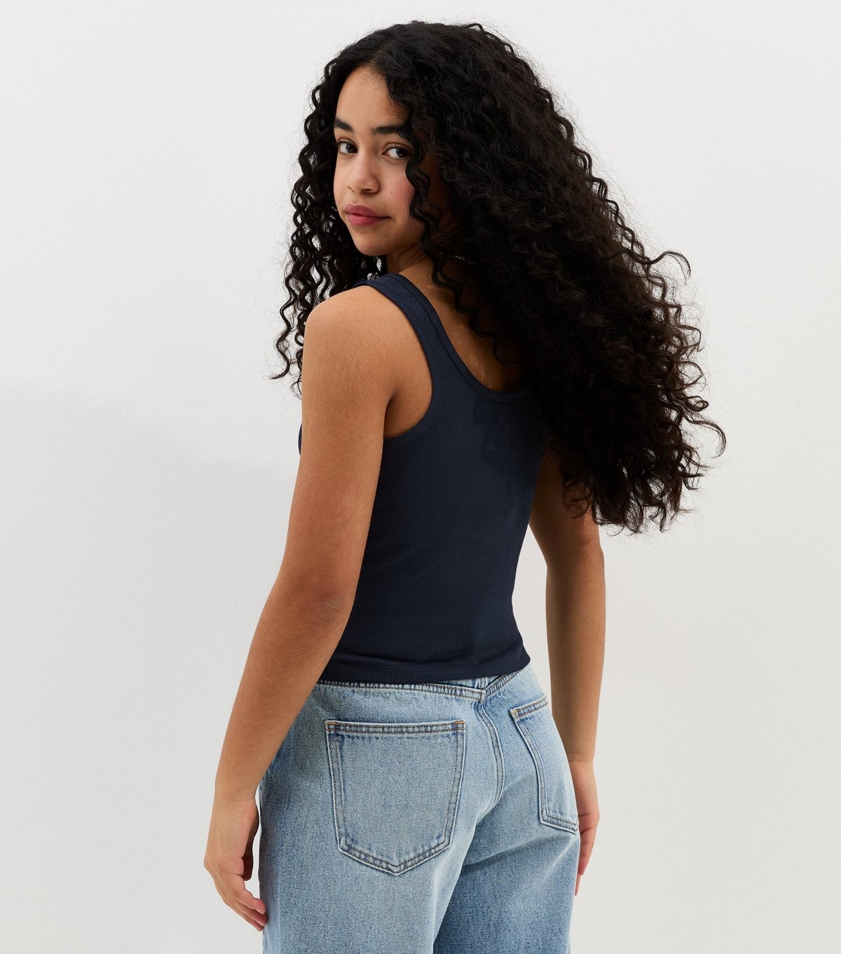 New Look Girls' Navy Button Placket Vest Top New Look - 4