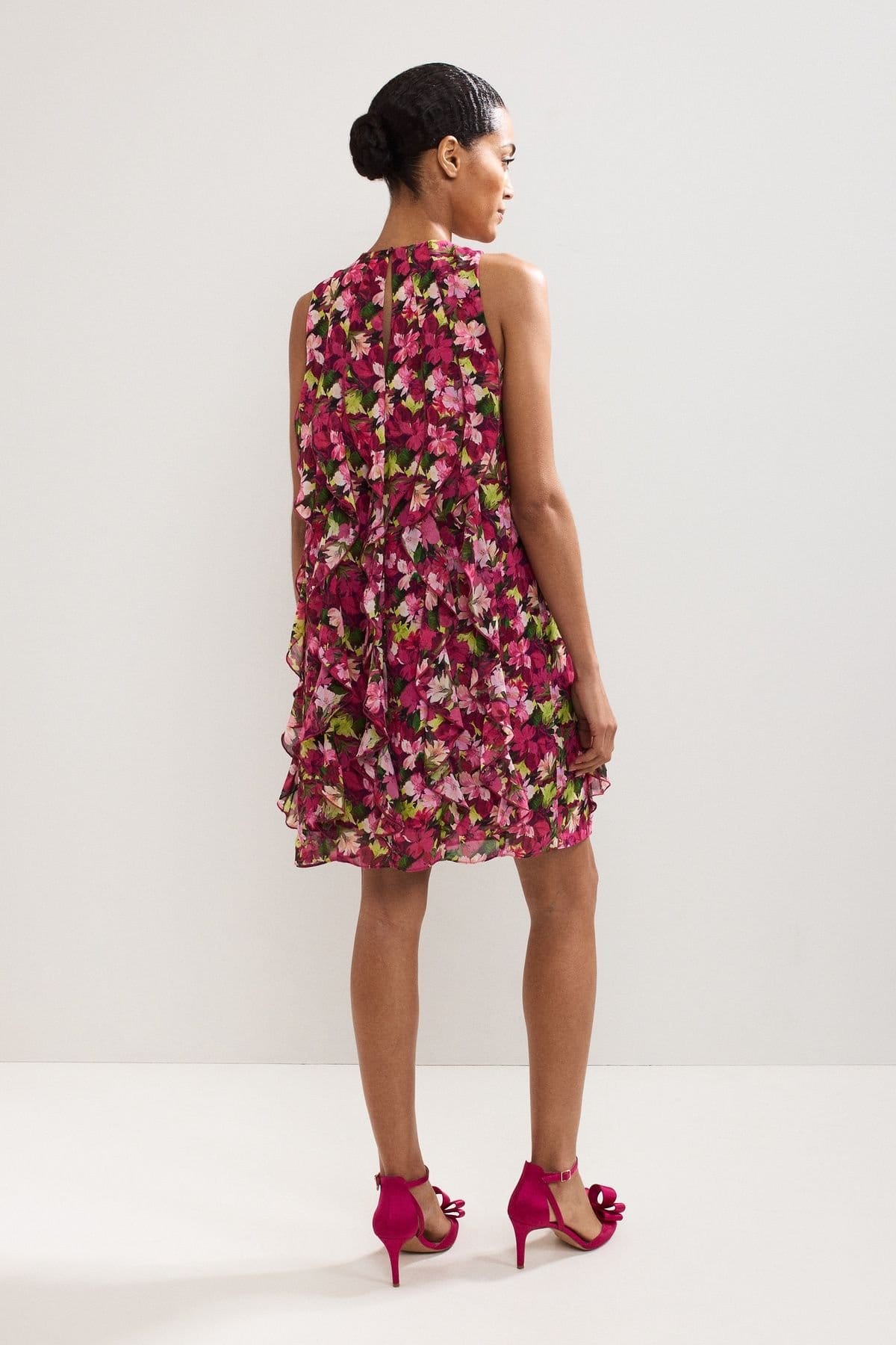 Phase Eight Phase Eight Women's Cleo Ruffle Printed Dress in Fuchsia - 4