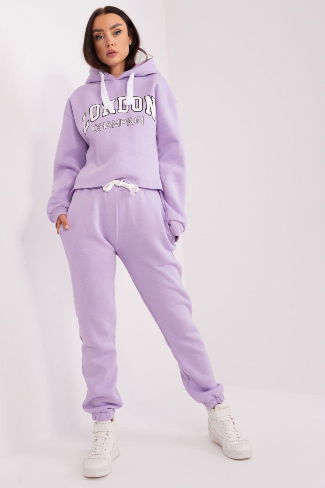 Love Lace Love Lace Women's Cotton Casual Hoodie & Jogger Set Style 206670 in Violet