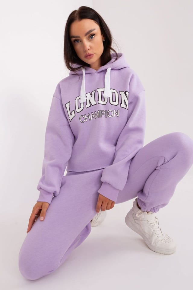 Love Lace Love Lace Women's Cotton Casual Hoodie & Jogger Set Style 206670 in Violet - 2