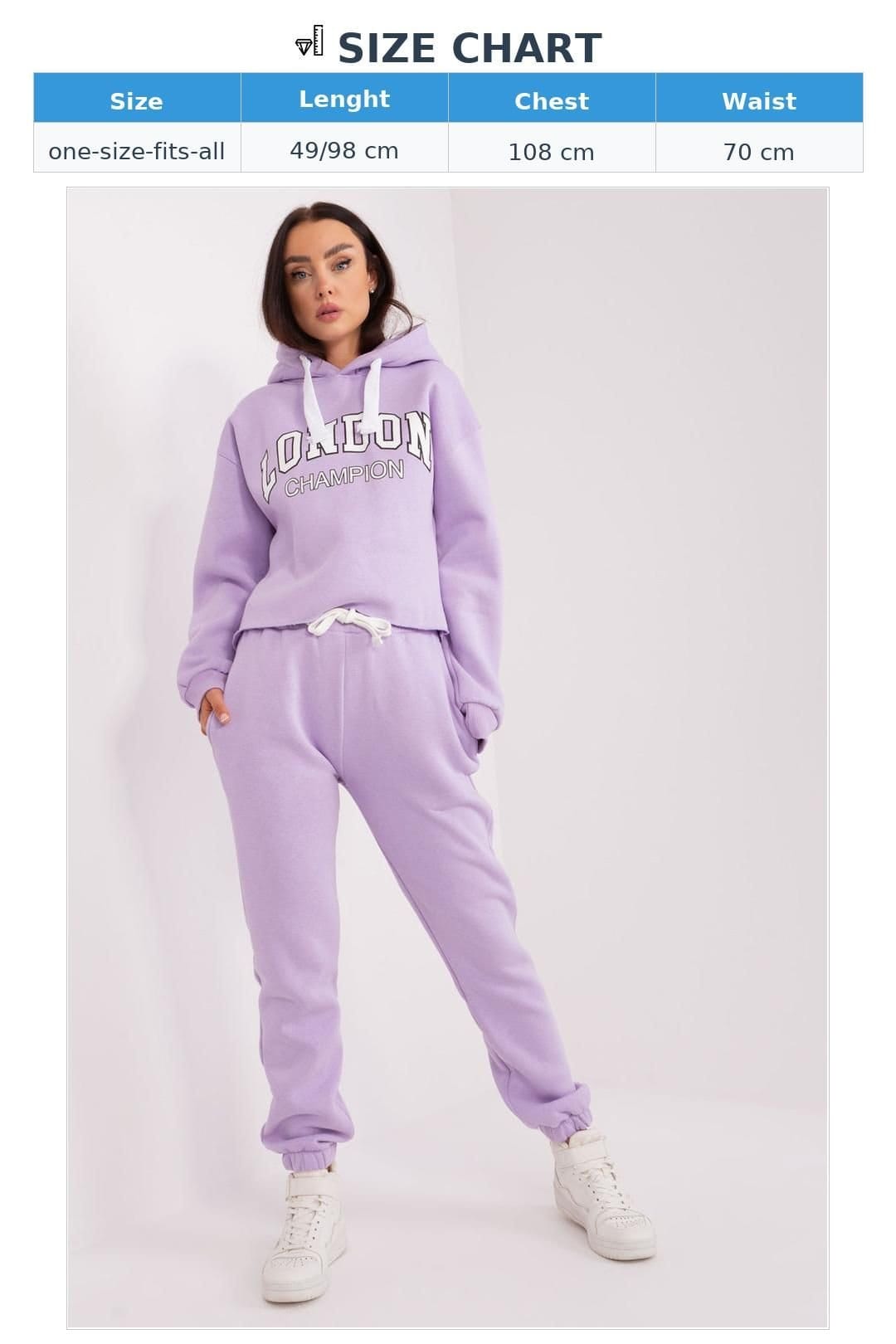 Love Lace Love Lace Women's Cotton Casual Hoodie & Jogger Set Style 206670 in Violet - 4