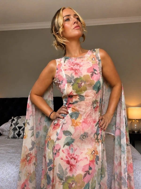 ASOS ASOS Floral Sheer Cape Dress – Brand New – Occasion - 1