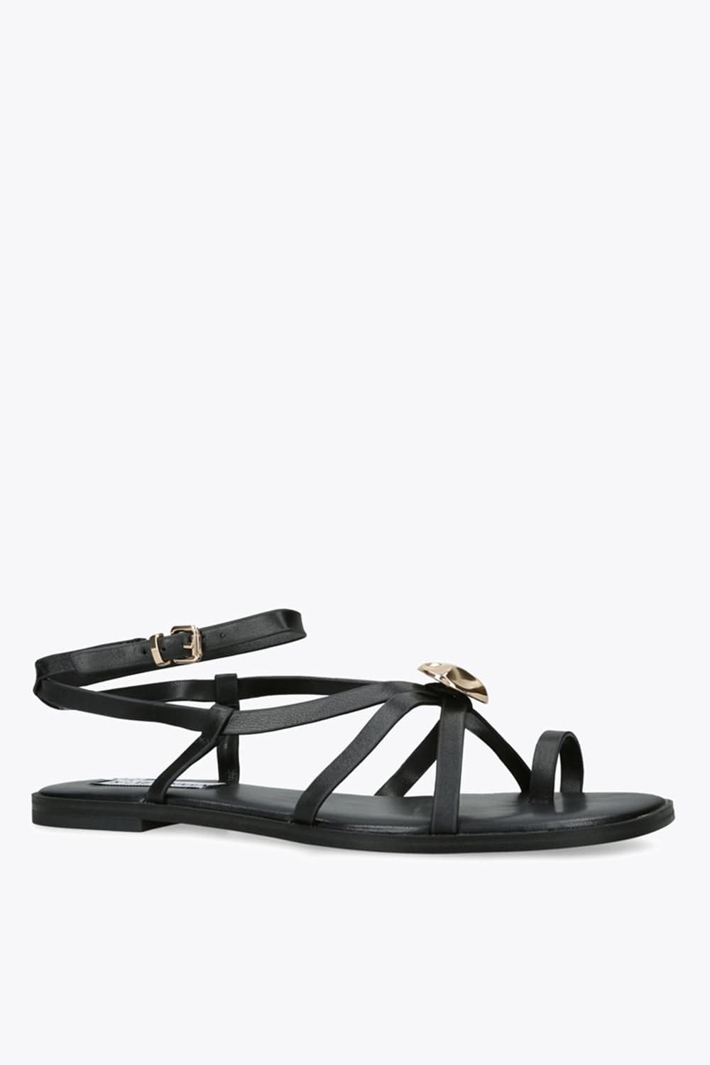 Steve Madden STEVE MADDEN Women's 'Napa Valley Black' Leather Sandals in Black - 4