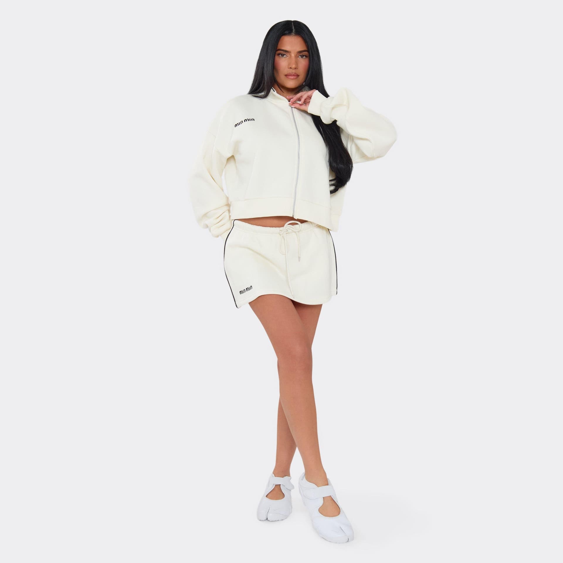 EGO EGO Cream Side Stripe Sweat Skirt
