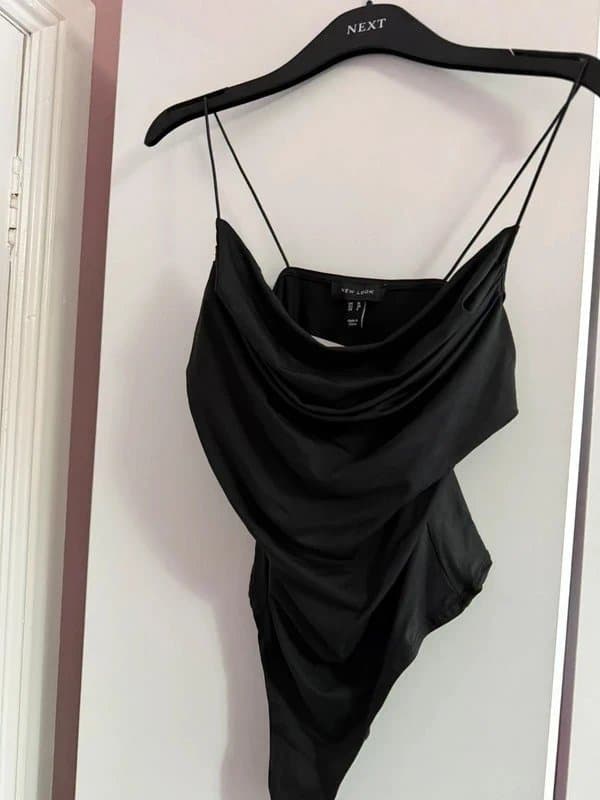 New Look New Look Ruched Cowl Strap Black Body Suit