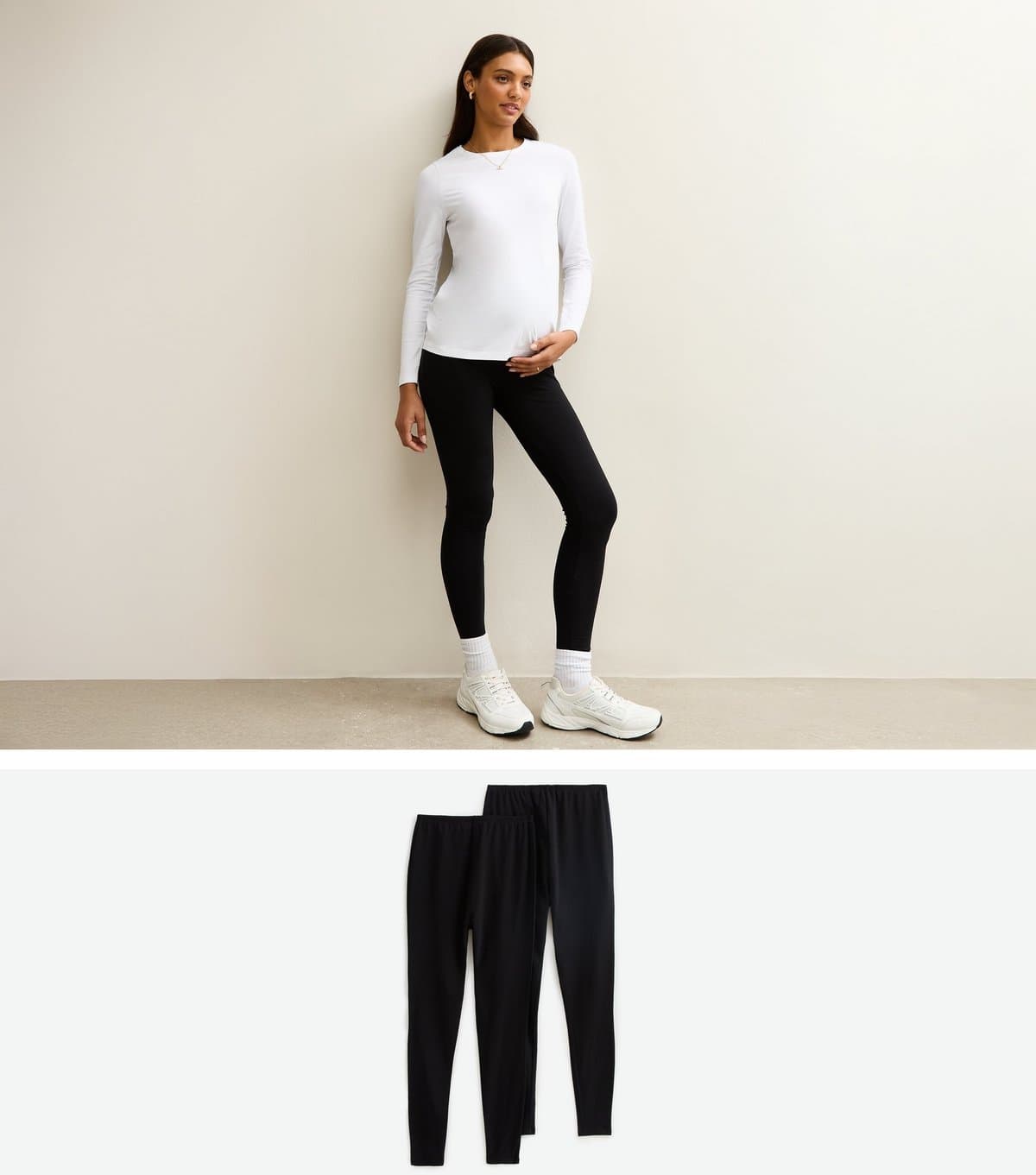 New Look Women's Pack Of 2 Maternity Black Stretch Cotton Leggings New Look