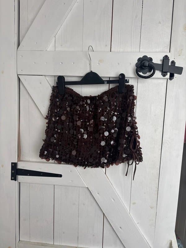 Bershka Bershka Brown Embellished Sequin Skirt