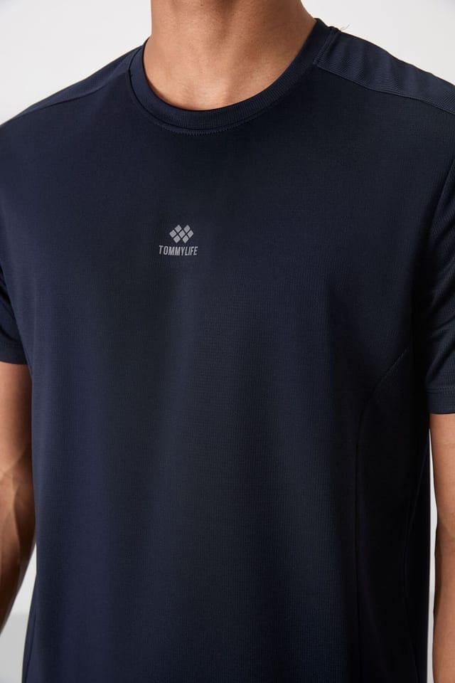 Tommy Life Tommy Life Men's Solid Crew Neck Short Sleeve T-Shirt in Navy - 3