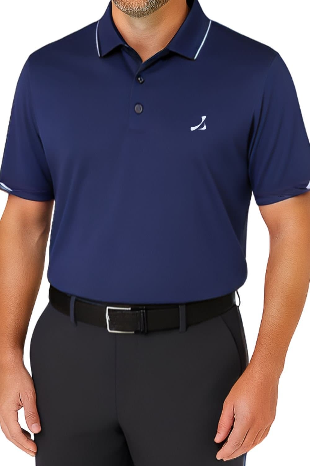 Under Par Under Par Men's UV Protection Stretch Waffle Knit Golf Polo Shirt in Navy