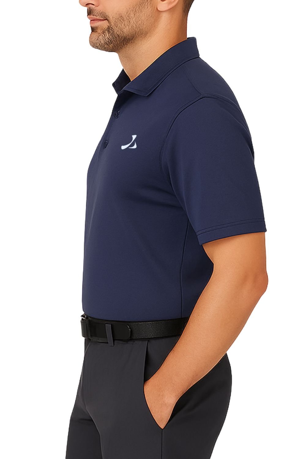 Under Par Under Par Men's UV Protection Stretch Waffle Knit Golf Polo Shirt in Navy - 2