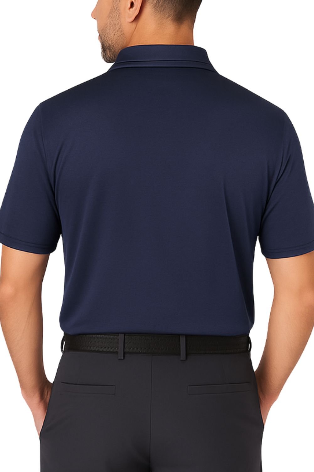 Under Par Under Par Men's UV Protection Stretch Waffle Knit Golf Polo Shirt in Navy - 3