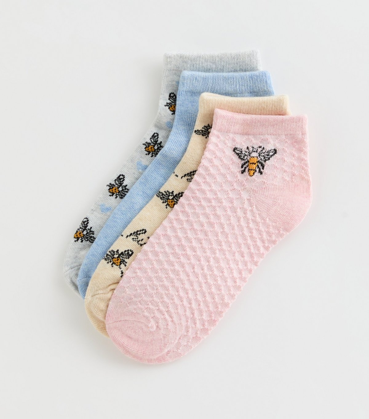 New Look Pink Pack of 4 Bee Trainer Socks New Look - 1