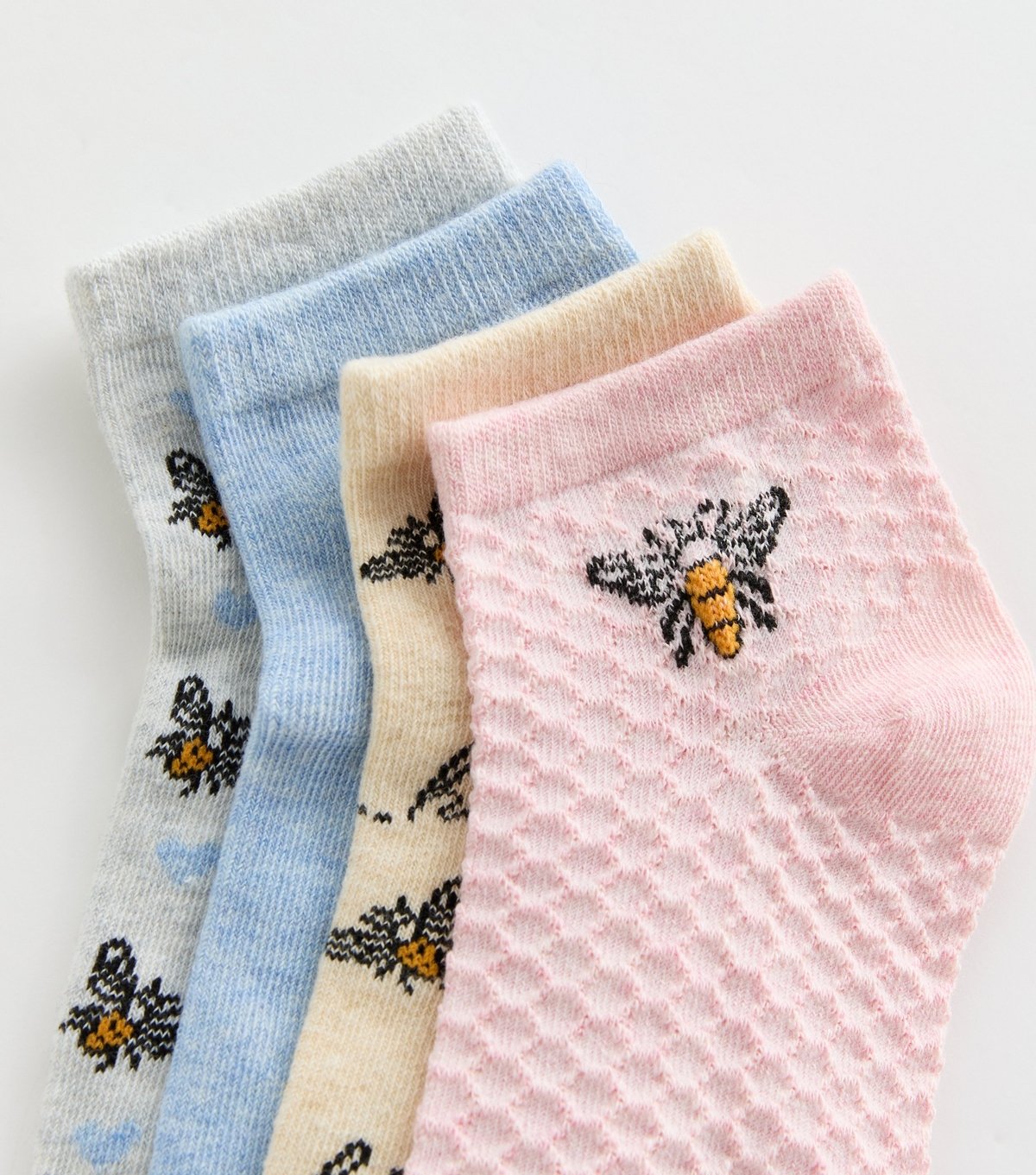 New Look Pink Pack of 4 Bee Trainer Socks New Look - 2