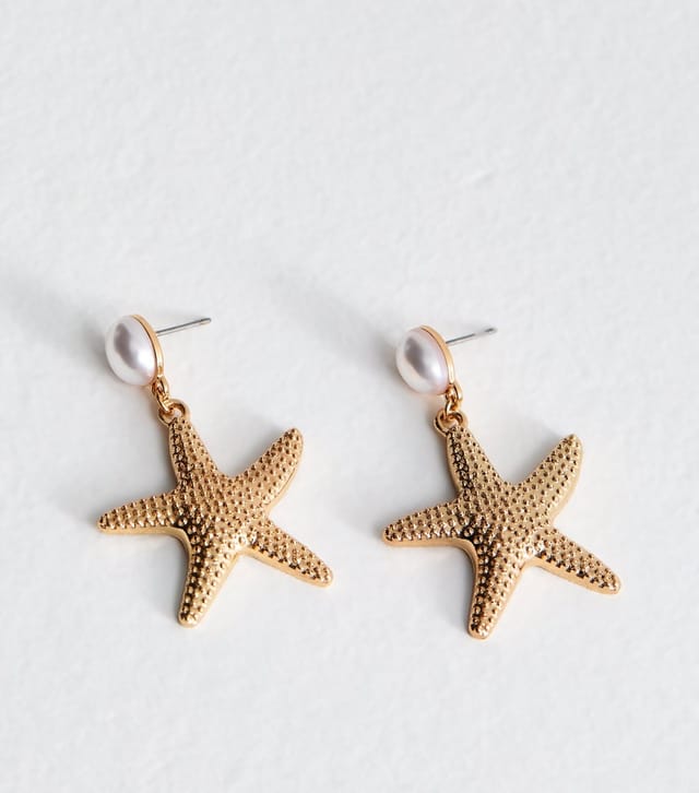 New Look Gold Tone Faux Pearl Starfish Earrings New Look - 3