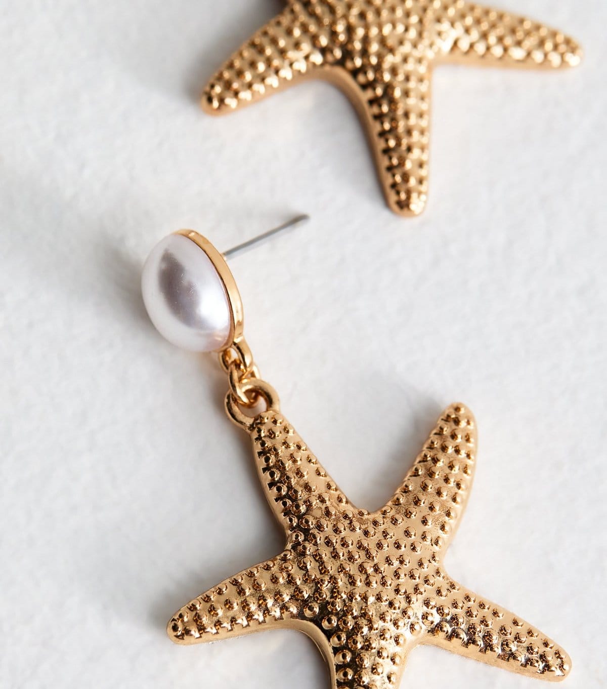 New Look Gold Tone Faux Pearl Starfish Earrings New Look - 4