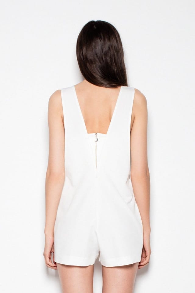 Love Lace Love Lace Women's Elegant Dungarees Top Set with Statement Neckline in White - 3