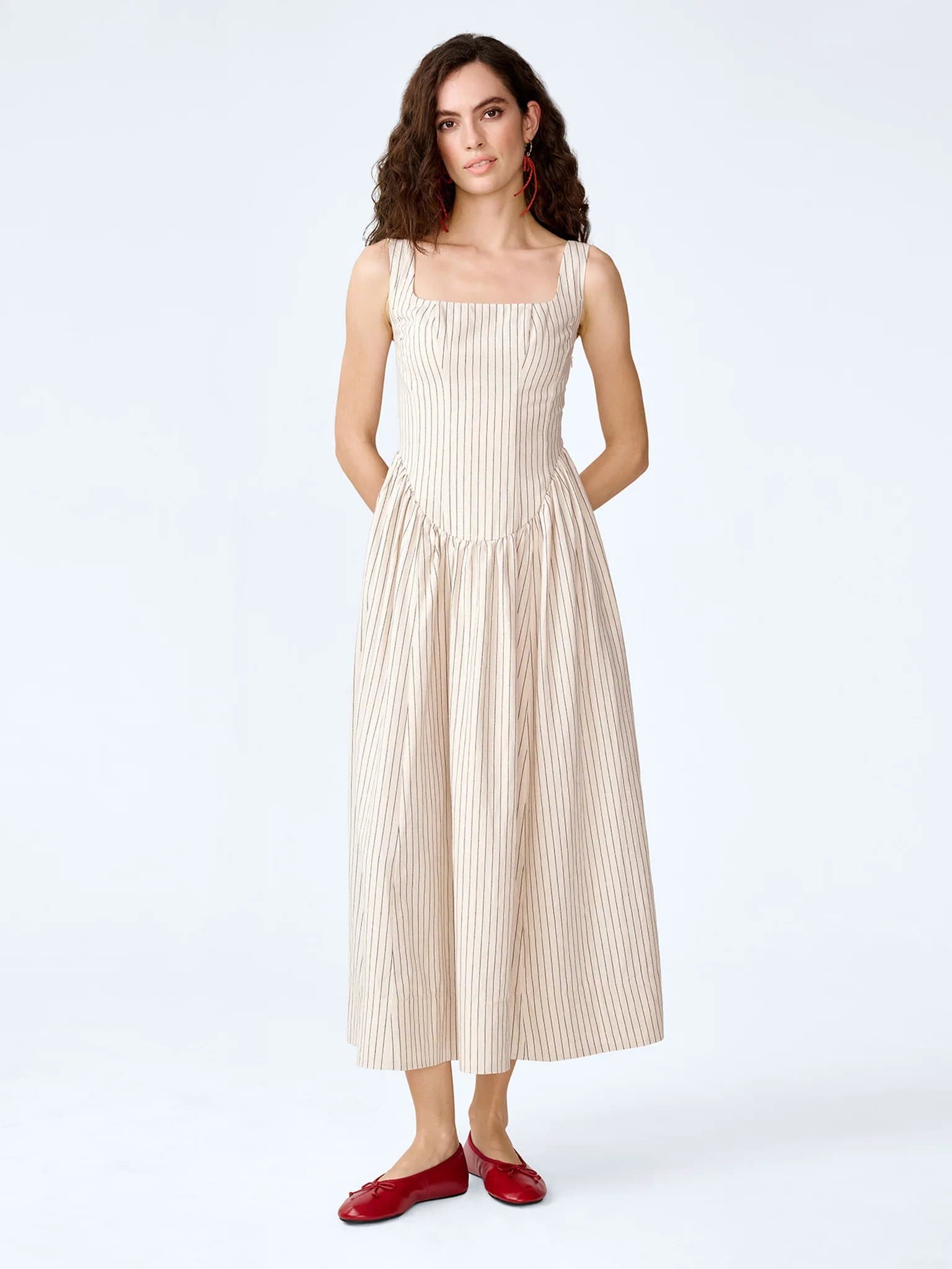 OMNES OMNES Cream Suri Dress with Black Stripe