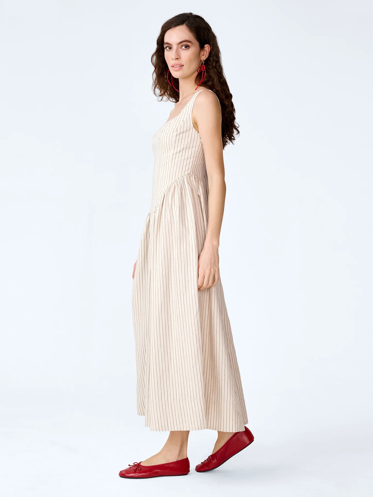 OMNES Suri Dress in Cream and Black Stripe - 2