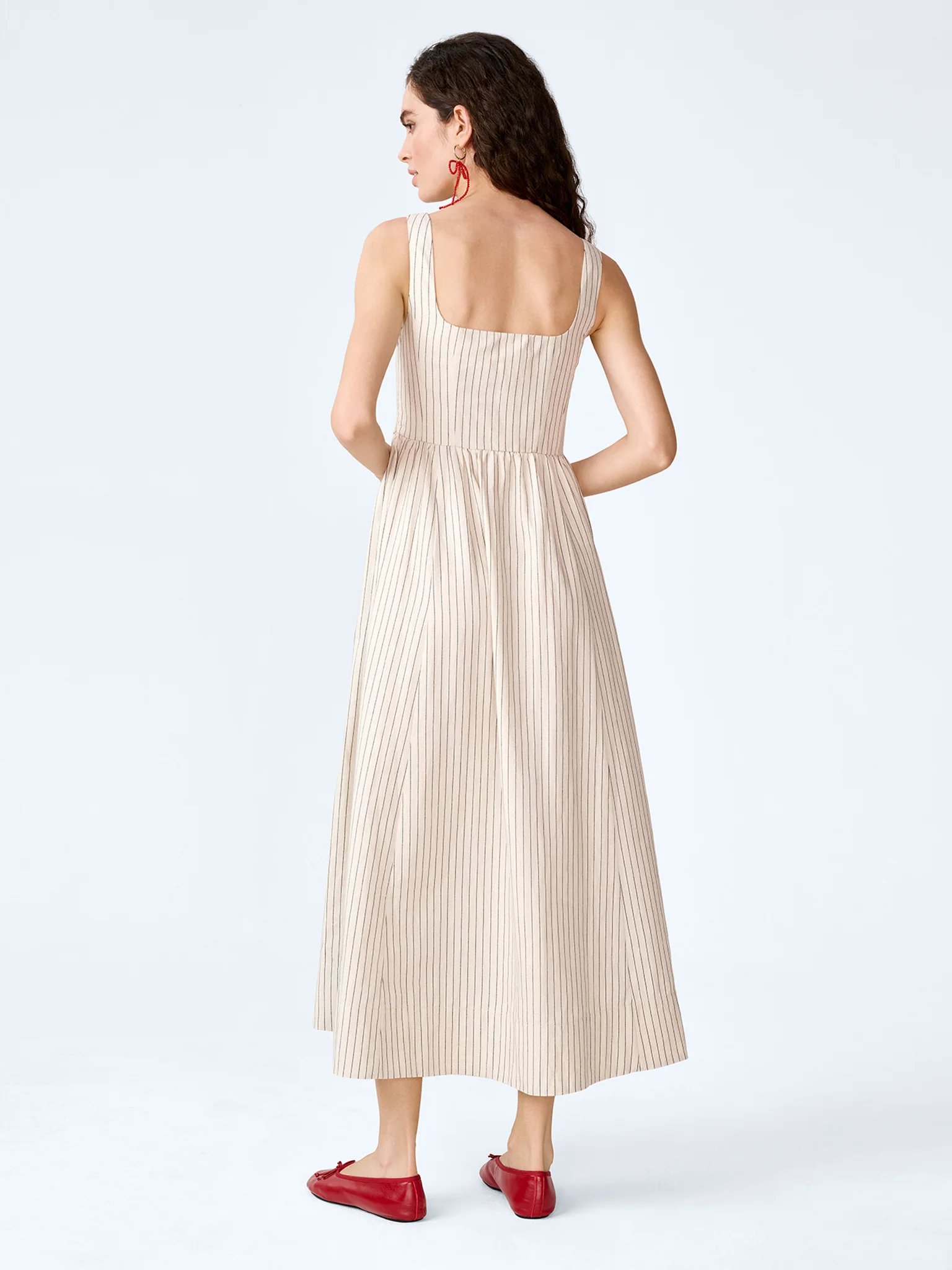 OMNES Suri Dress in Cream and Black Stripe - 3