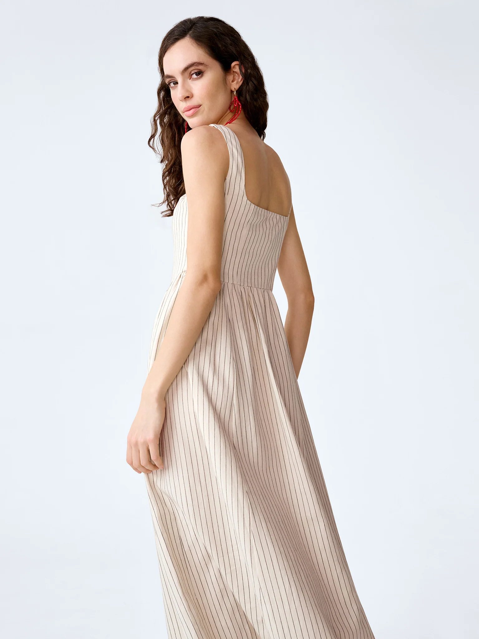 OMNES Suri Dress in Cream and Black Stripe - 4
