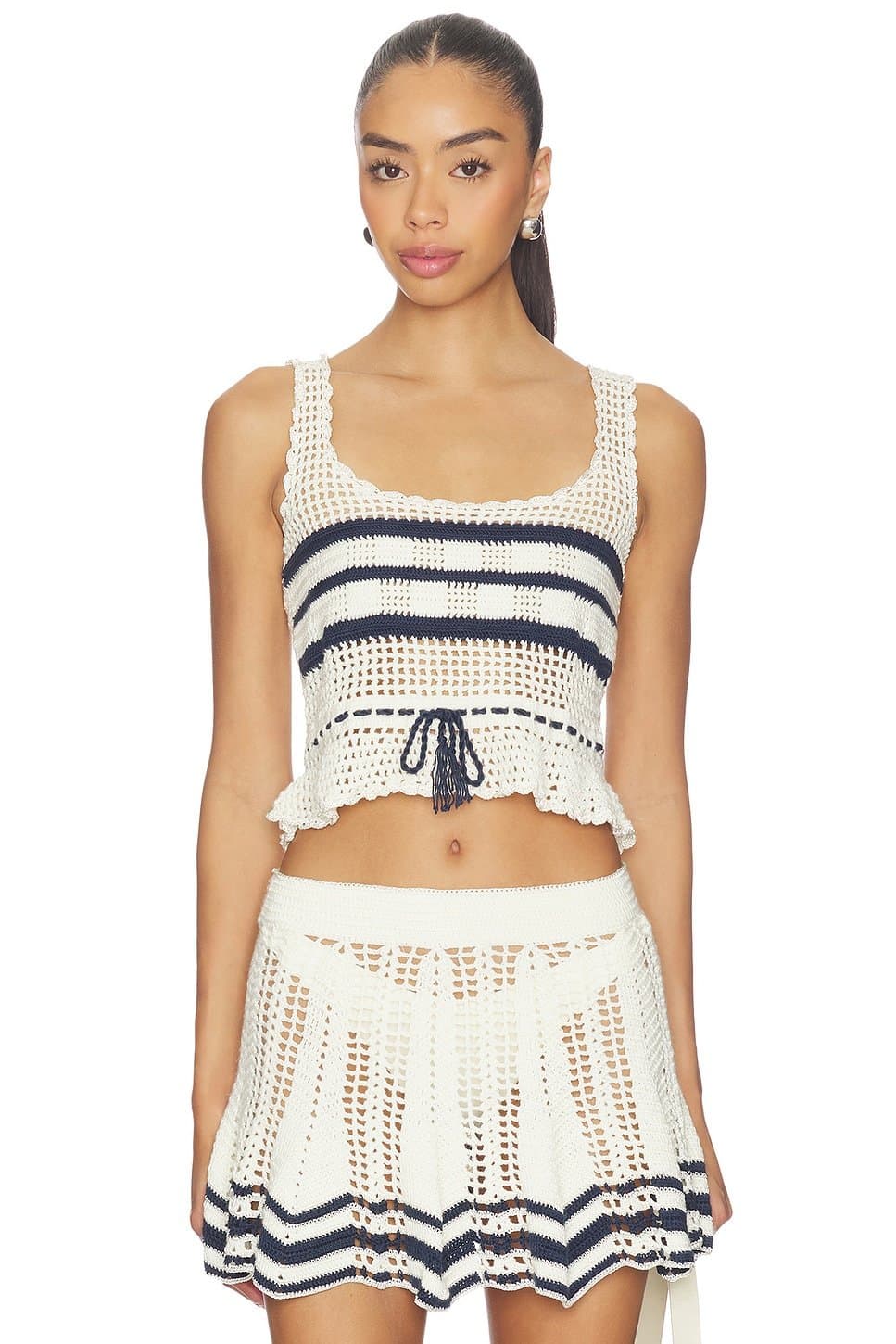 revolve Revolve Ivory Hand-crocheted Crop Top