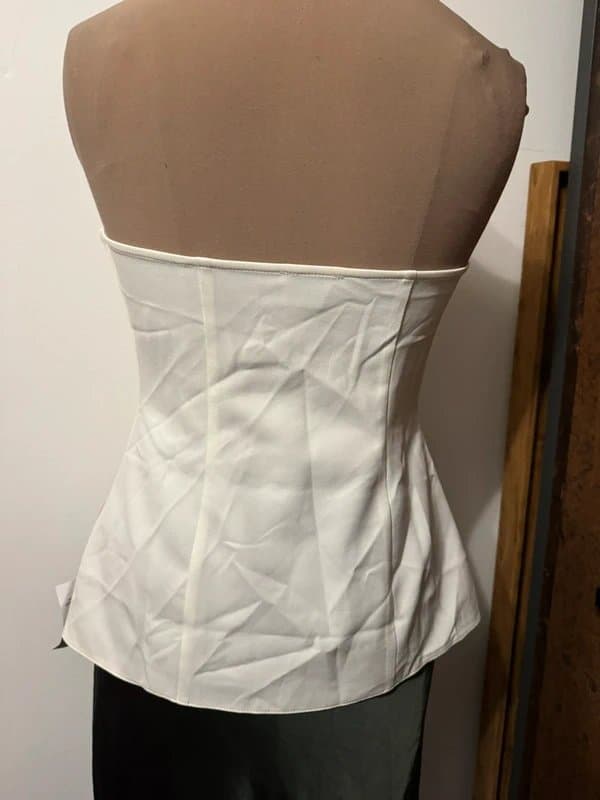 ASOS Design cream white bandeau strapless tailored button up top blouse clean timeless size 8