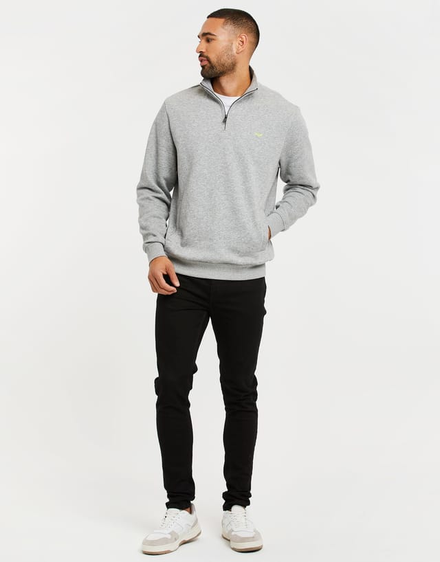 Threadbare Threadbare Men's 'Patrick' Zip Neck Sweatshirt in Grey - 3