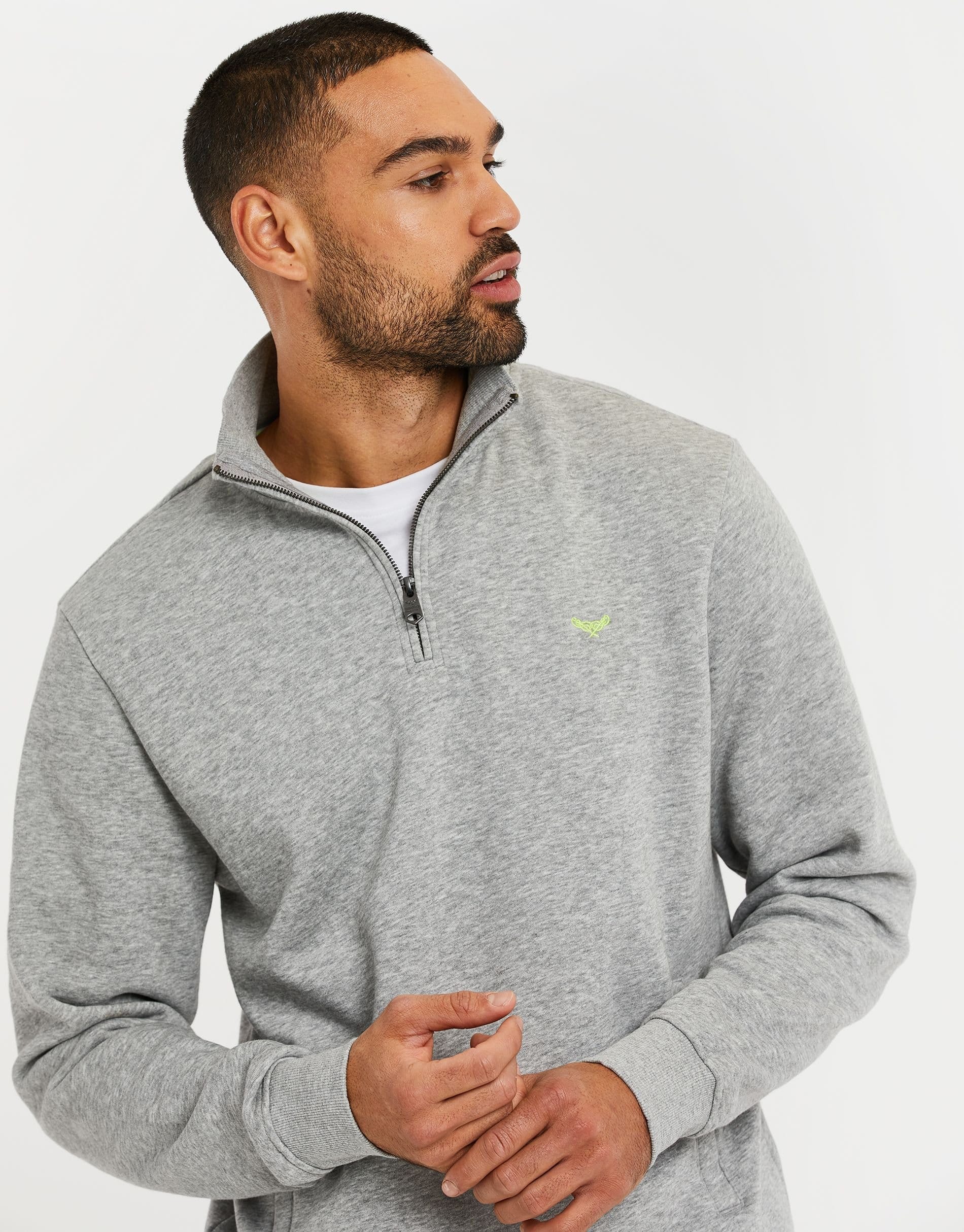 Threadbare Threadbare Men's 'Patrick' Zip Neck Sweatshirt in Grey - 4
