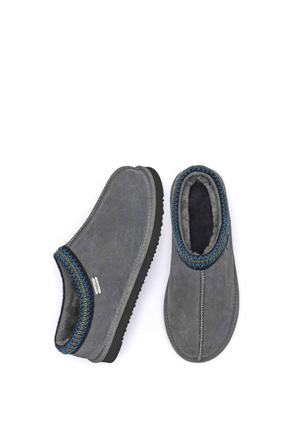 Moshulu Moshulu Men's 'Seathorn' Leather Sheepskin Mule Slippers in Grey - 2