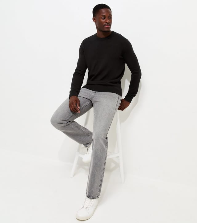 New Look Men's Light Grey Regular Straight Leg Jeans New Look - 2