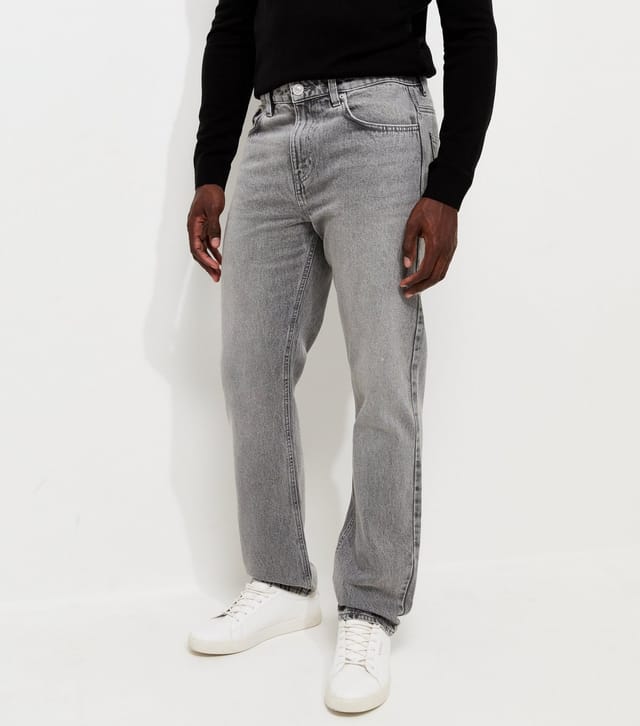 New Look Men's Light Grey Regular Straight Leg Jeans New Look - 3