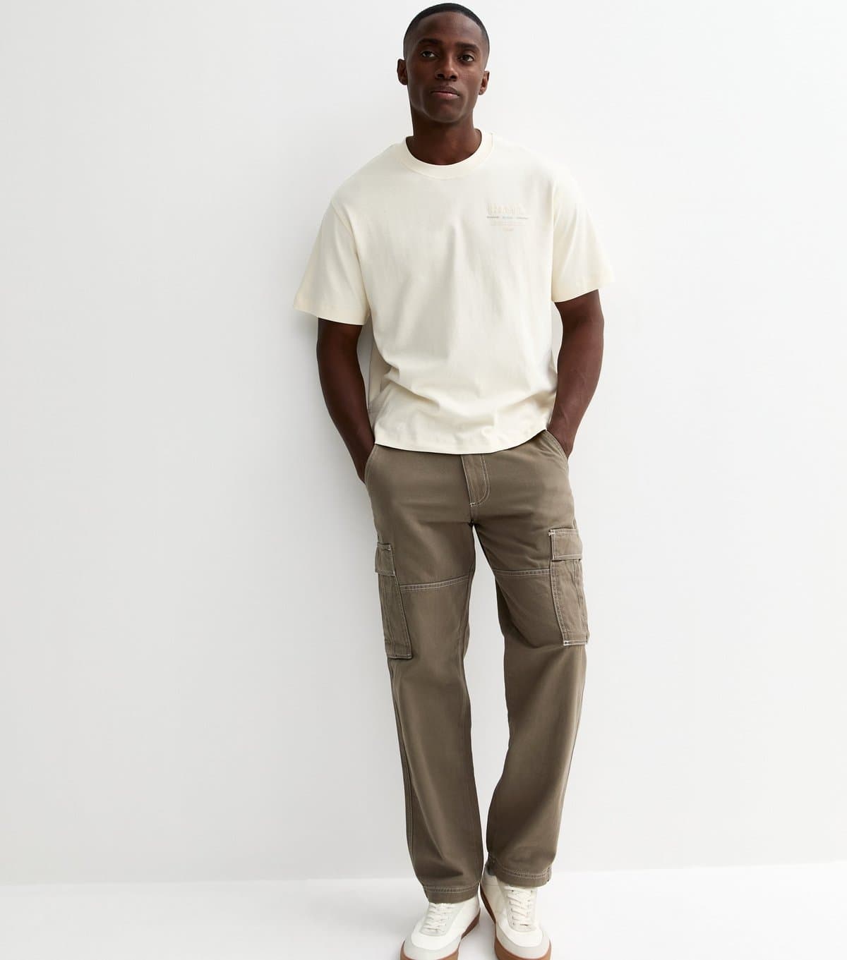 jack & jones Men's Jack and Jones Light Brown Contrast Trim Stitch Cargo Trousers Jack & Jones New Look