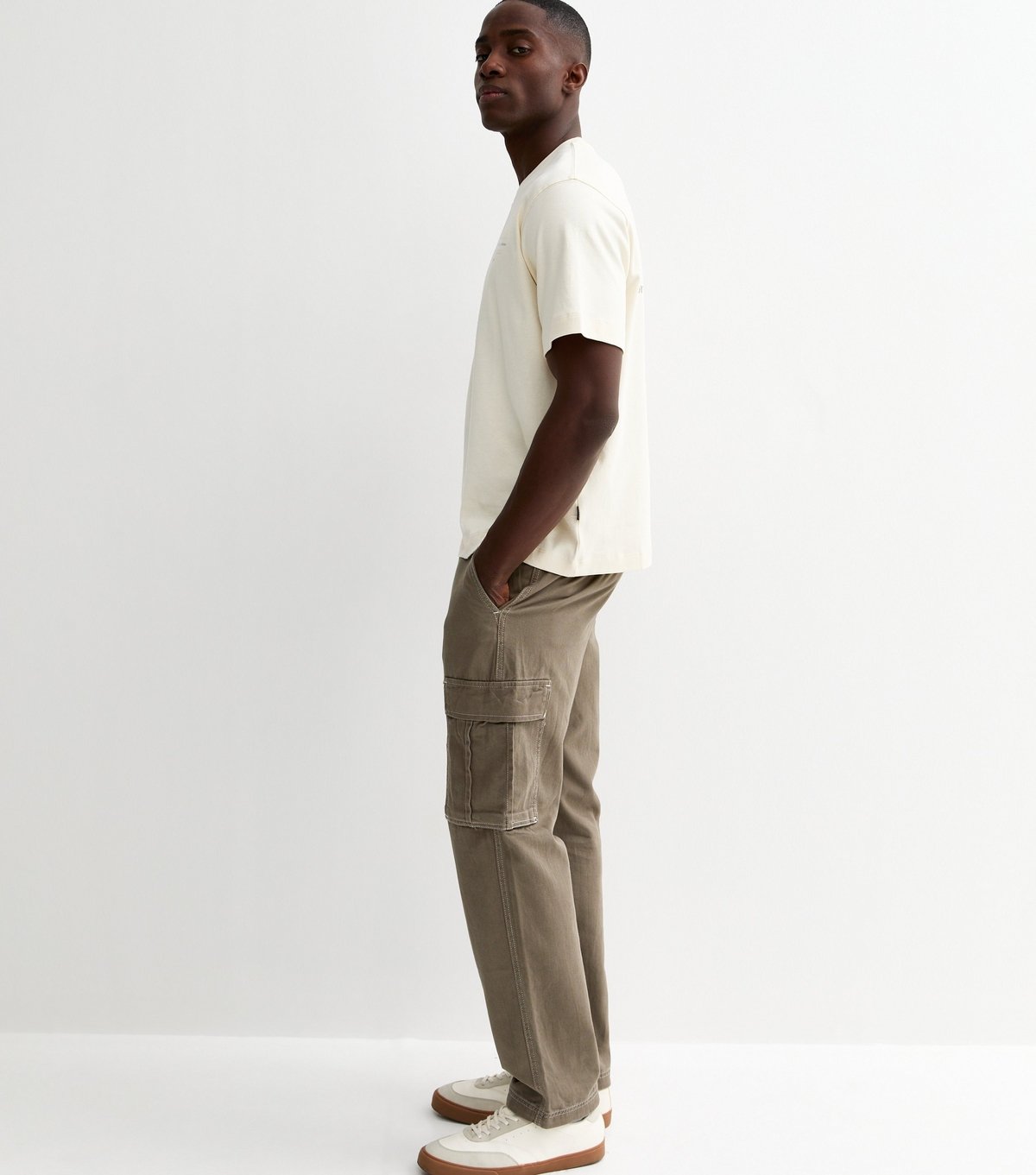 jack & jones Men's Jack and Jones Light Brown Contrast Trim Stitch Cargo Trousers Jack & Jones New Look - 3