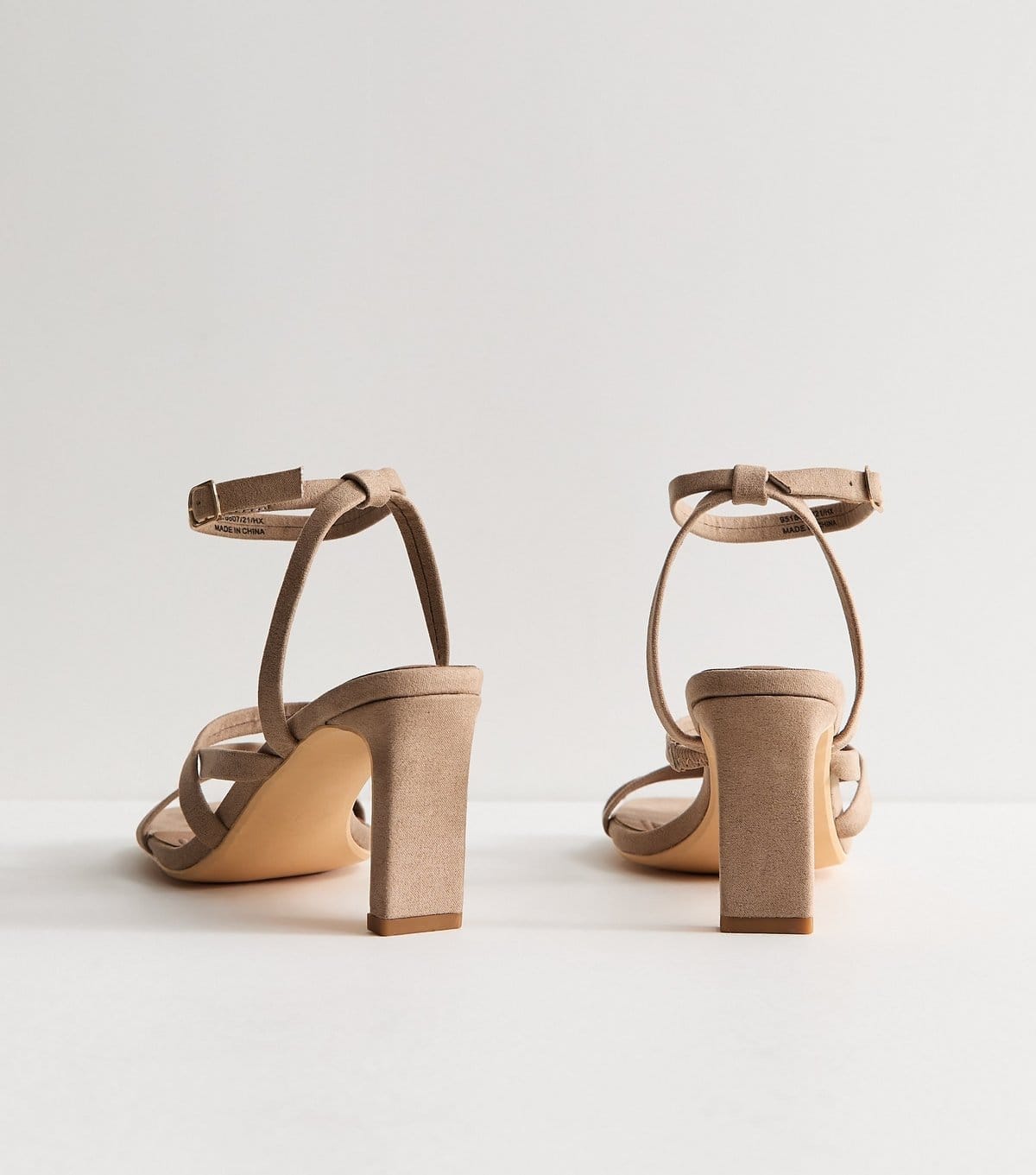 New Look Women's Light Brown Faux Suede Strappy Heeled Sandals Vegan New Look - 4