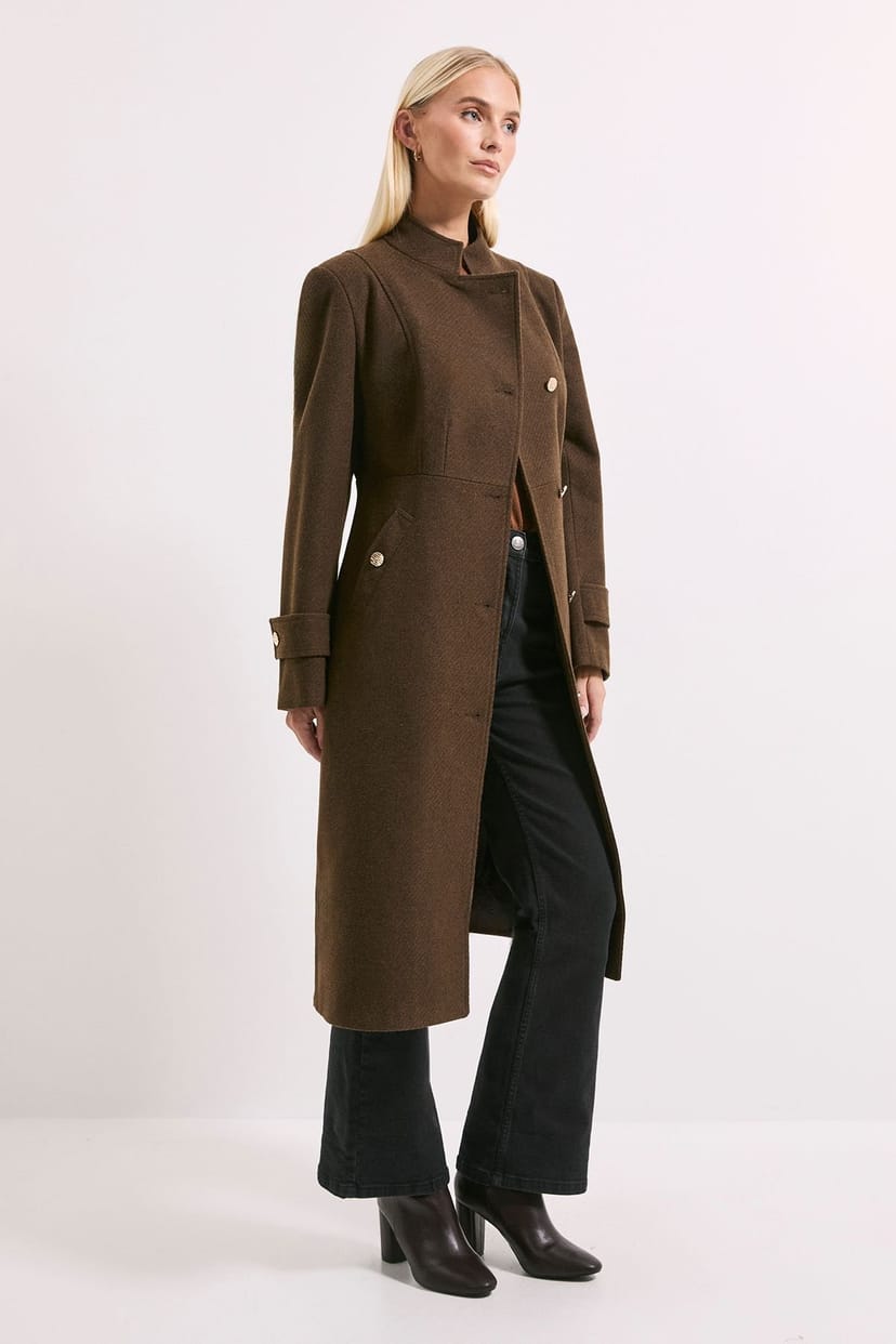 Wallis Wallis Women's Principles by Button Wrap Coat in Brown - 1