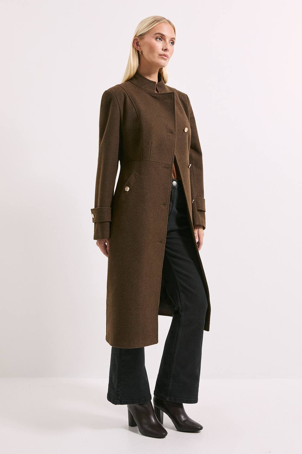 Wallis Wallis Women's Principles by Button Wrap Coat in Brown - 2