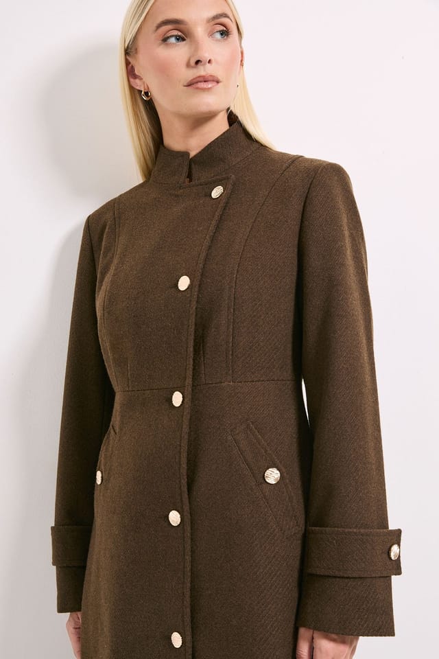Wallis Wallis Women's Principles by Button Wrap Coat in Brown - 2