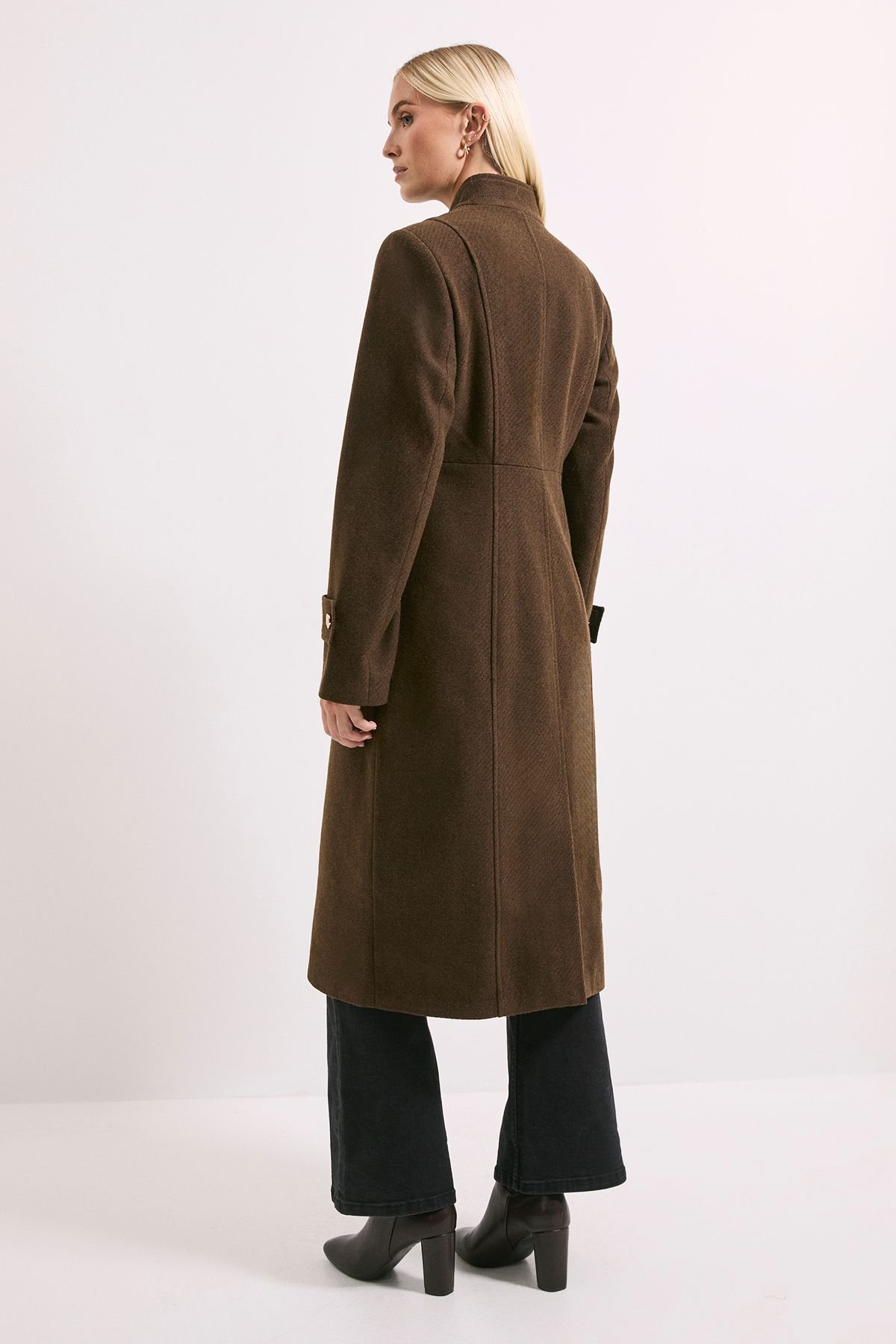 Wallis Wallis Women's Principles by Button Wrap Coat in Brown - 3